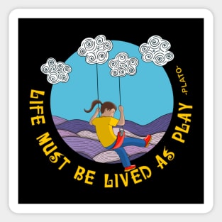 Girl swinging from clouds Sticker